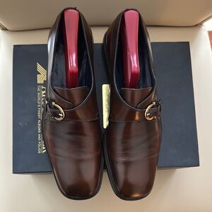 Brown Leather Oxfords with Square Toe